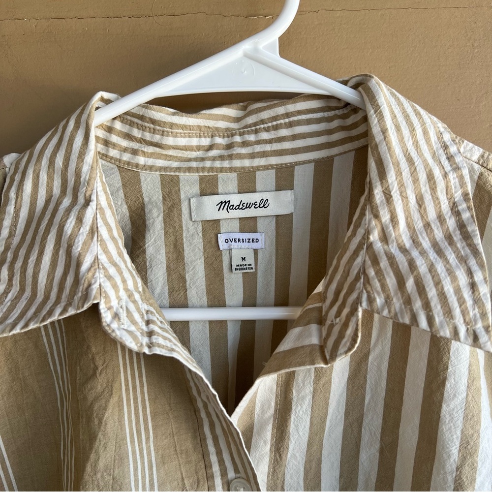 Madewell Modular Oversize Cotton Button-Up Shirt Size M Preppy Neutral Cotton - Picture 3 of 6